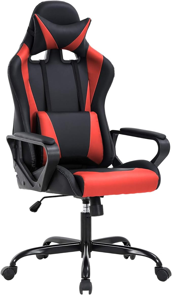 BestOffice Computer Executive Desk Office Chair with Lumbar Support Headrest For Women, Men, Red