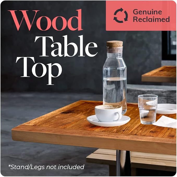 Reclaimed Wood Table Top - Rustic Recycled Solid Wooden Piece Perfect for Signs, Counters, Kitchens Table Tops (Reclaimed Wood Tabletop with Breadboard Ends, 30" x 42")