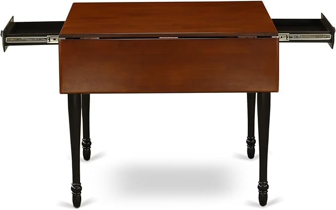 East West Furniture MZDO3-BCH-W 3 Piece Dining Set Contains a Rectangle Dining Table with Dropleaf and 2 Kitchen Chairs, 36x54 Inch, Black & Cherry