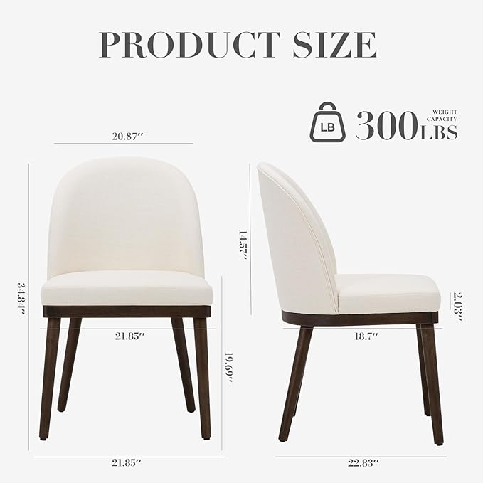COLAMY Upholstered Dining Chairs Set of 2, Wooden Kitchen Chairs with Open Back, Modern Dining Room Chairs with Wood Frame, Dinner Side Chairs for Dining Room Kitchen Restaurant, Beige