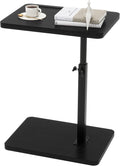 IBUYKE Tray Table for Couch, 360° Swivel Height Adjustable End Table for Small Spaces, with Phone & Tablet Slot, Modern Small Coffee Snack Table for Sofa/Bed, Black UTVT003B