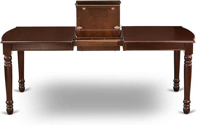 East West Furniture DOML5-MAH-LC 5 Piece Dining Room Furniture Set Includes a Rectangle Kitchen Table with Butterfly Leaf and 4 Faux Leather Upholstered Chairs, 42x78 Inch, Mahogany