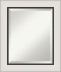 Amanti Art Silver Bathroom Mirror for Over Sink, 26x22 Ellie Silver Black Rectangle Vanity Mirror, Small Modern Contemporary Frame, Hangs Horizonally and Vertically, Bathroom Wall Decor, Beveled Edge