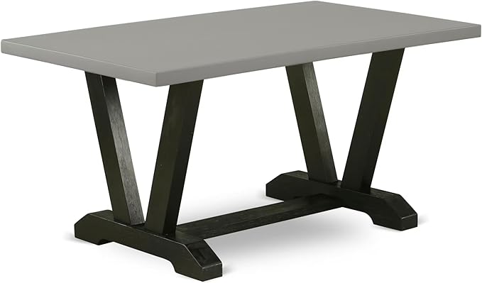 East West Furniture V696AB106-5 5 Piece Dining Table Set for 4 Includes a Rectangle Kitchen Table with V-Legs and 4 Shitake Linen Fabric Upholstered Parson Chairs, 36x60 Inch, Multi-Color