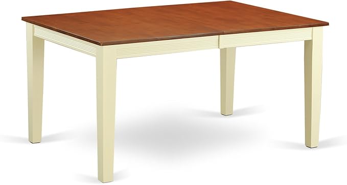 East West Furniture QUIP9-BMK-W 9 Piece Dining Room Table Set Includes a Rectangle Kitchen Table with Butterfly Leaf and 8 Dining Chairs, 40x78 Inch, Buttermilk & Cherry
