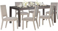 COLAMY Modern Rectangular Dining Table Set, 60" L x 36" W x 30" H, Brown+Ivory
