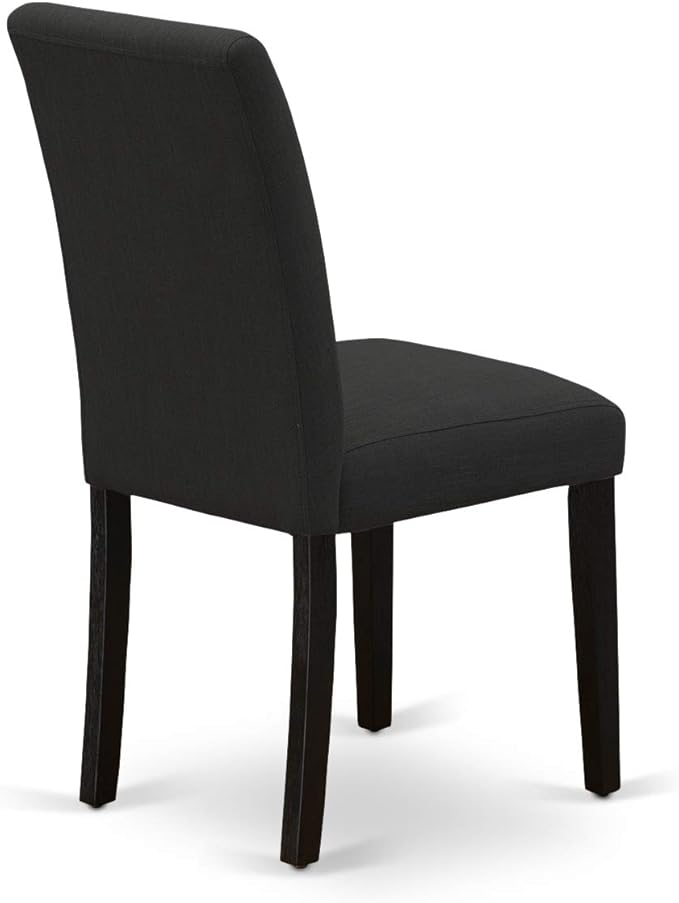 East West Furniture X697AB624-7 7 Piece Modern Dining Table Set Consist of a Rectangle Wooden Table with X-Legs and 6 Black Color Linen Fabric Upholstered Chairs, 40x72 Inch, Multi-Color