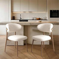Upholstered Dining Chairs Set of 2,Mid Century Modern Kitchen Chairs with Back and Wood Frame,Faux Leather Dinner Chairs (White + Light Walnut Legs, Set of 2)