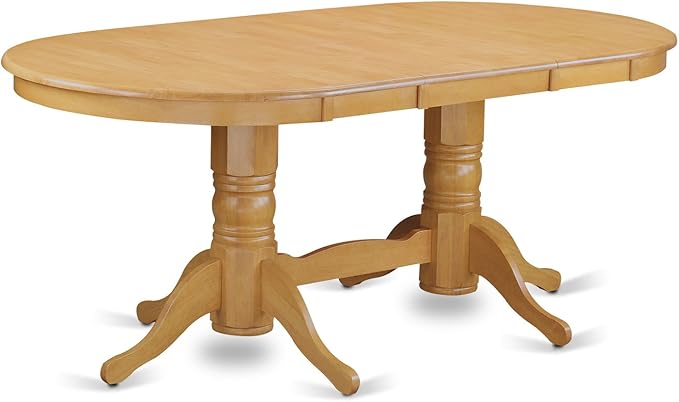 East West Furniture VANO7-OAK-W 7 Piece Dining Set Consist of an Oval Dining Room Table with Butterfly Leaf and 6 Wood Seat Chairs, 40x76 Inch, Oak