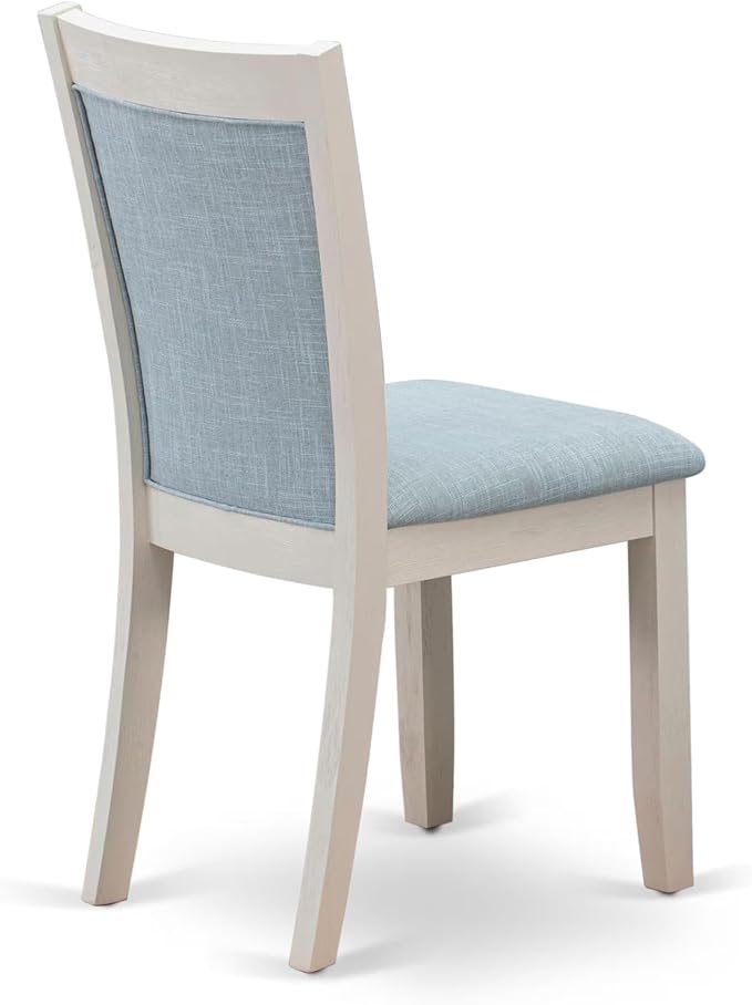 East West Furniture V097MZ015-6 6 Piece Dining Table Set Contains a Rectangle Dining Room Table and 4 Baby Blue Linen Fabric Parson Chairs with a Bench, 40x72 Inch, Multi-Color