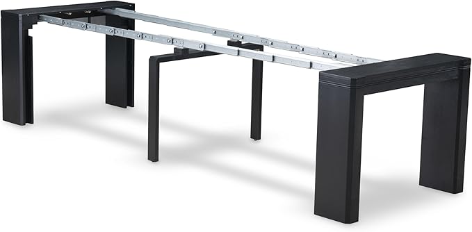 X02SI-2C6-48 - 6-pc Dining Table Set a Rectangular Dining Table with a coffee Table and 2 wooden Benches, 2 coffee Linen Fabric Chairs, 39x120 Inch, Wire Brushed Black