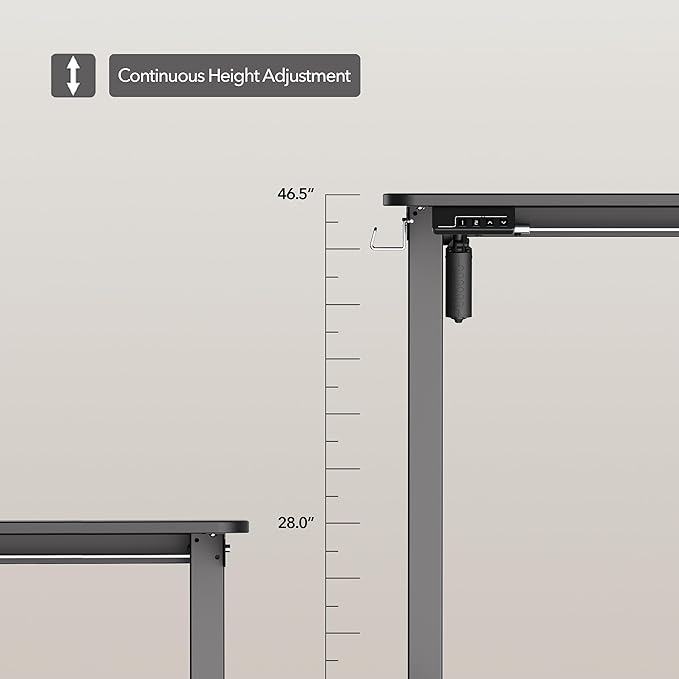 Electric Standing Desk Adjustable Height, 55x24 Inches Sit Stand up Desktop for Home Office, Ergonomic Rising Computer Table with Memory Preset, Black