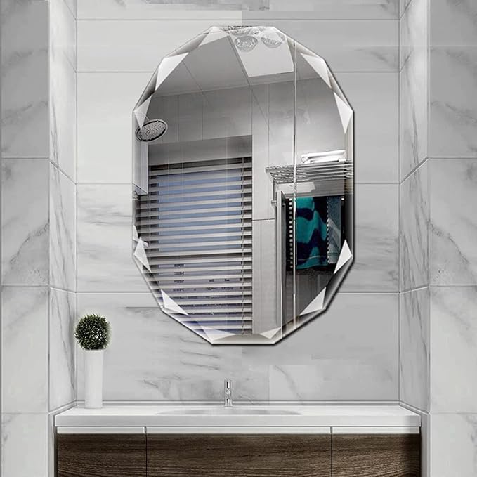 Single Beveled Edge Frameless Wall Mount Bathroom Vanity Mirror, 30” X 36”