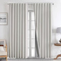Joydeco Natural Linen Curtains 90 inch Length 2 Panels Set Burg 100% Blackout Patio Door Curtain Room Darkening Sliding Door Curtains Thermal Insulated Back tab Rod Pocket(105x90 inch, White)