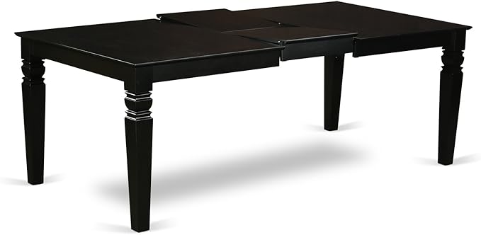 East West Furniture LGCL5-BLK-C 5 Piece Dining Table Set for 4 Includes a Rectangle Kitchen Table with Butterfly Leaf and 4 Linen Fabric Dining Room Chairs, 42x84 Inch, Black