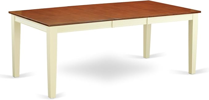 East West Furniture QUKE5-WHI-W 5 Piece Dining Room Furniture Set Includes a Rectangle Wooden Table with Butterfly Leaf and 4 Kitchen Dining Chairs, 40x78 Inch, Buttermilk & Cherry