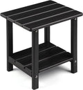 Adirondack Outdoor Side Table, 2-Tier Sturdy Patio End Table Weather Resistant, 16.5" Solid Side Table for Patio, Pool, Porch