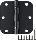 6 Pack No Squeak Matte Black Door Hinges 3.5 Inch 5/8"Radius Round Ball Bearing Interior 3-1/2"Flat Iron Bifold Residential Standard Bedroom Indoor for Doors 3 ½" Hardware House Home Decor Essentials