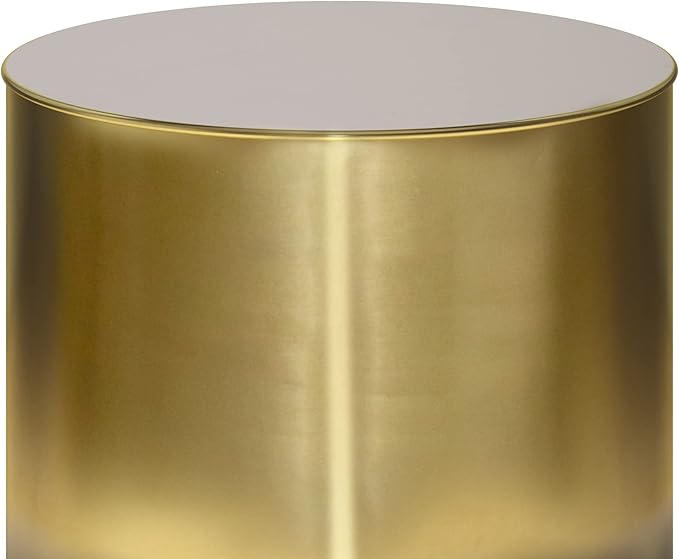 SIMPLIHOME Curtis Industrial 16 inch Wide Metal Metal Cylinder Accent Table in Ombre Black/ Gold, Fully Assembled for the Living Room and Bedroom