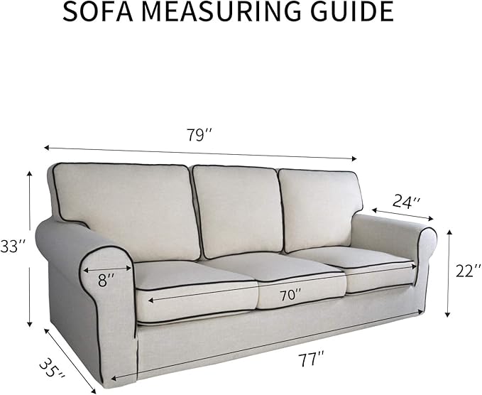 PureFit Reversible Sofa Couch Cover Water Resistant Couch Covers for 3 Cushion, Washable Furniture Cover with Non-Slip Foam and Adjustable Strap for Dogs, Pets (Sofa, Dark Blue/Light Blue)