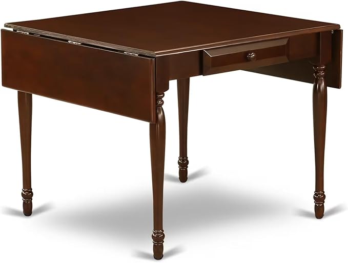 East West Furniture MZCL3-MAH-C 3 Piece Dining Table Set for Small Spaces Contains a Rectangle Dining Room Table with Dropleaf and 2 Linen Fabric Upholstered Chairs, 36x54 Inch, Mahogany