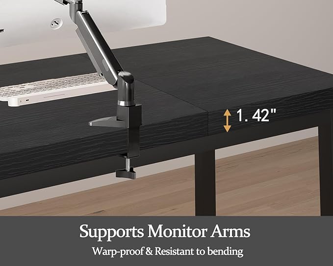 63 Inch Long Computer Desk, Home Office Desk, Modern Table for 2 Person Kids Student Gaming Computer Desk, Simple Office Table for Work,Craft, Writing, Studying, Etc., Black.