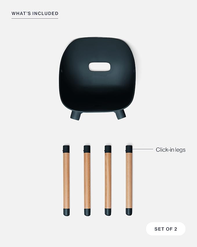 Lalo The Play Chair, Wooden and Non-Toxic Plastic Kids and Toddler Chair - Sturdy Bucket Seat and Easy to Clean Kids Chair with up to 200 lb. Weight Capacity, Set of 2 - Licorice