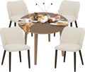 COLAMY 5-Piece Extendable Dining Table Set for 4, 36" Kitchen Round Wood Table with 4 Wooden Dining Room Chairs,Light Brown/Beige