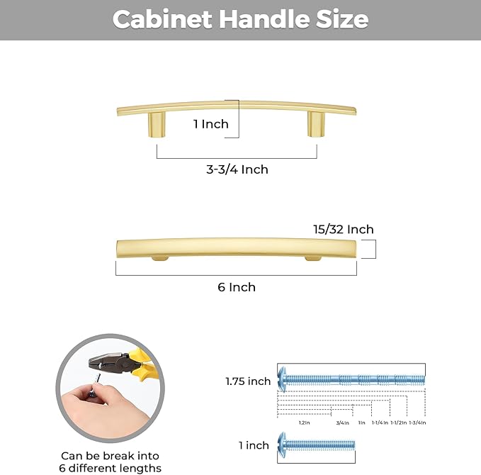 30 Pack Cabinet Handles 3.75" Hole Center - Curved Cabinet Pulls Brushed Brass Drawer Pulls for Kitchen Cupboard Solid Handles for Dresser Drawer Arch Closet Hardware
