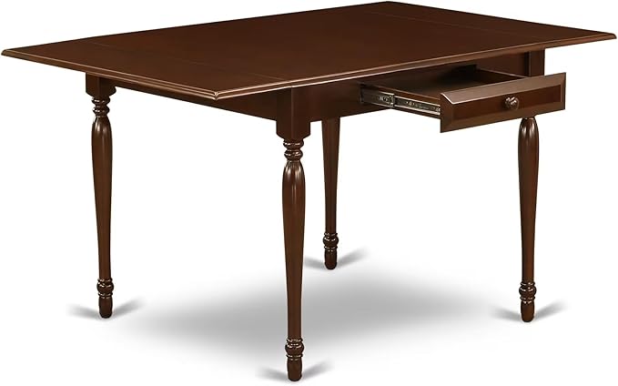 East West Furniture MZNO5-MAH-W 5 Piece Dining Set Includes a Rectangle Dining Room Table with Dropleaf and 4 Kitchen Chairs, 36x54 Inch, Mahogany
