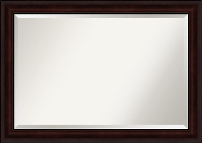 Amanti Art Brown Wall Mirror 29x41 Coffee Bean Brown Rectangle Bathroom Mirror for Wall Decor Living Room, Large Casual Frame, Hangs Horizonally and Vertically, Bathroom Decor, Beveled Edge from WI