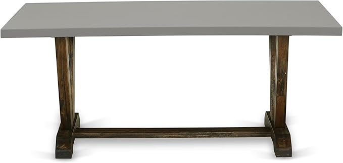 East West Furniture V797MZ748-9 9 Piece Modern Dining Table Set Includes a Rectangle Wooden Table with V-Legs and 8 Coffee Linen Fabric Parson Dining Chairs, 40x72 Inch, Multi-Color