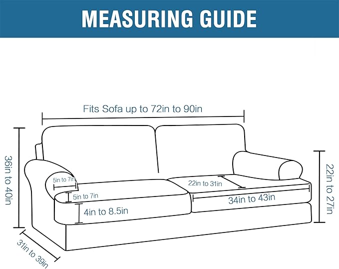 H.VERSAILTEX Sofa Cover 3 Piece T Cushion Sofa Slipcovers Thick Velvet Couch Cover Furniture Protector Stretch T Cushion Sofa Covers for 2 Cushion Couch with 2 Individual T Cushion Covers, Camel