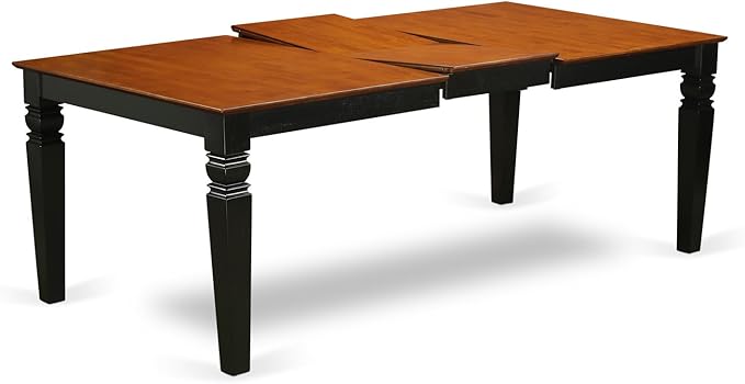 East West Furniture LGKE7-BCH-LC 7 Piece Dining Room Table Set Consist of a Rectangle Kitchen Table with Butterfly Leaf and 6 Faux Leather Upholstered Chairs, 42x84 Inch, Black & Cherry