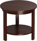 Small Round Wood Coffee Table with Storage Shelf, Living Room Side Table for Couch Sofa, 22 x 20 Inches, 5-Tier Mid Century Modern Wooden End Table for Bedroom, Walnut