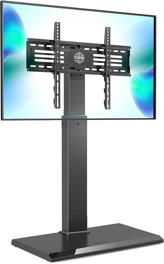 FITUEYES Iron Base Universal Floor TV Stand with Swivel Mount for 32-75 Inch LED LCD OLED Plasma Flat Panel or Curved Screens Height Adjustable TV Stand with Wire Management