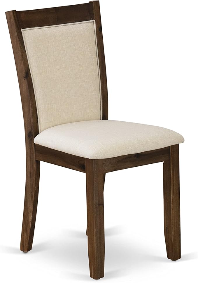 East West Furniture X777MZN32-5 5 Piece Kitchen Table & Chairs Set Includes a Rectangle Dining Room Table with X-Legs and 4 Light Beige Linen Fabric Parsons Chairs, 40x72 Inch, Multi-Color