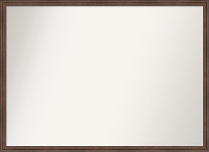 Amanti Art Brown Bathroom Mirror for Over Sink, 29x40 Florence Light Brown Rectangle Vanity Mirror, X-Large Casual Frame, Hangs Horizonally and Vertically, Bathroom Wall Decor, Non-Beveled Edge