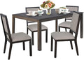 COLAMY Rectangular Dining Table Set for 4, Wood Dining Table for 4 with Chairs, 60 Inch Dining Table and Chairs for Kitchen, Dining Room, Brown