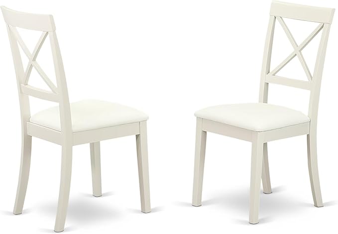 East West Furniture VABO5-LWH-LC 5 Piece Kitchen Table & Chairs Set Includes an Oval Dining Room Table with Butterfly Leaf and 4 Faux Leather Upholstered Chairs, 40x76 Inch, Linen White
