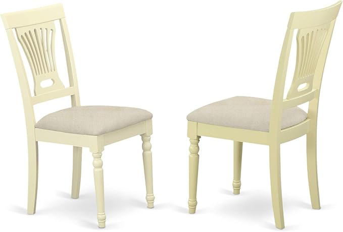 East West Furniture SUPL5-BMK-C 5 Piece Dining Room Furniture Set Includes a Round Kitchen Table with Dropleaf & Shelves and 4 Linen Fabric Upholstered Chairs, 42x42 Inch, Buttermilk & Cherry