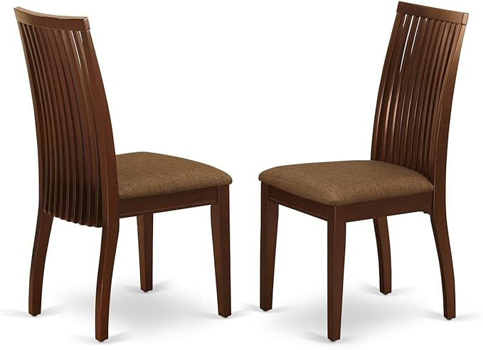 East West Furniture PSIP5-MAH-C 5 Piece Dining Table Set for 4 Includes a Rectangle Kitchen Table with Butterfly Leaf and 4 Linen Fabric Kitchen Dining Chairs, 32x60 Inch, Mahogany