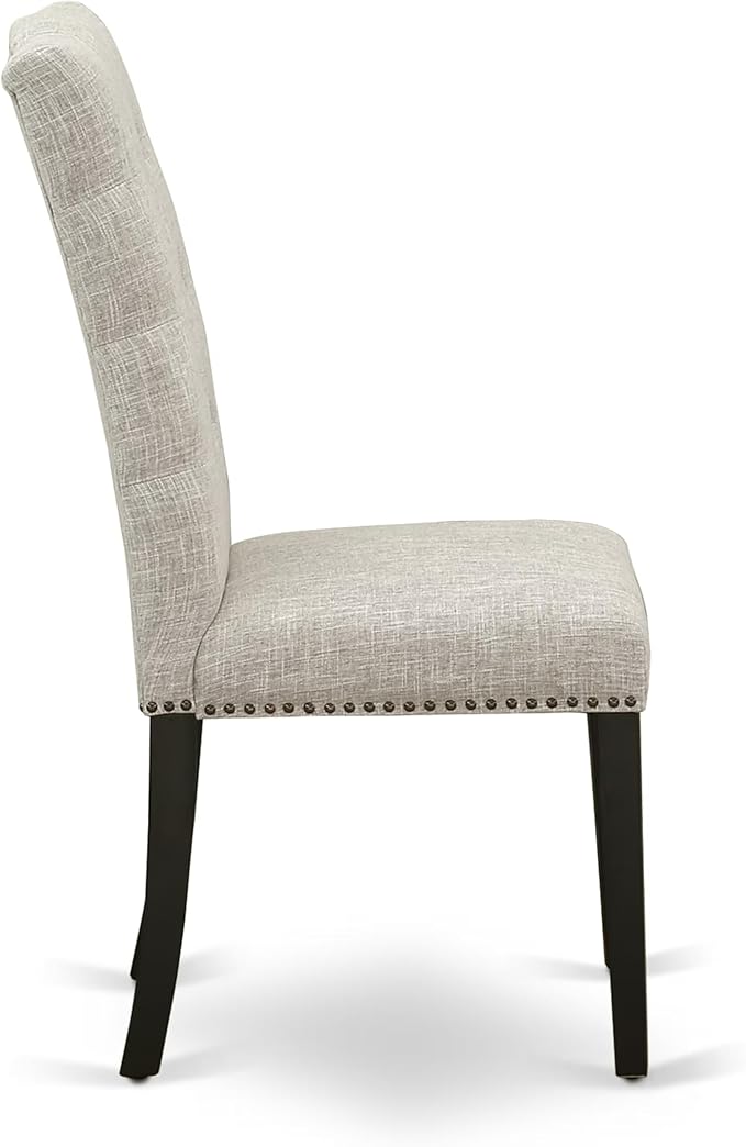 East West Furniture V627EL635-6 6 Piece Dining Table Set Contains a Rectangle Dining Room Table with V-Legs and 4 Doeskin Linen Fabric Parson Chairs with a Bench, 40x72 Inch, Multi-Color