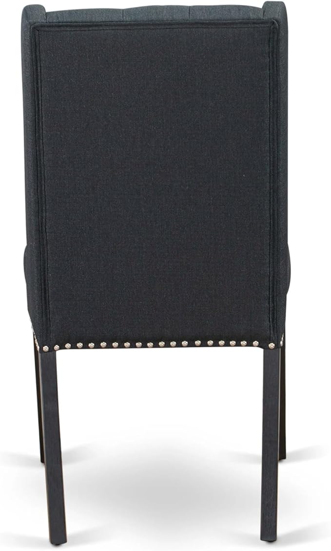 X12FO-0C6-24 - 14-piece Dining Room Table Set a Rectangular Dining Table with a coffee Table and 12 Black Linen Fabric kitchen Chair, 39x120 Inch, Wire Brushed Black