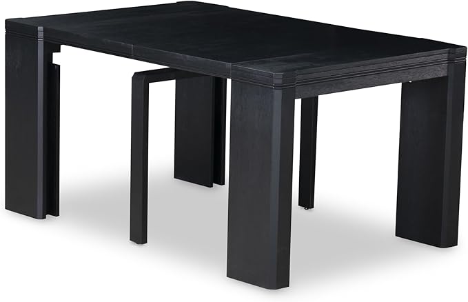 X02MZ-206-50 - 5-pc Dining Room Table Set a Rectangular Kitchen Table and 2 wooden Benches and 2 Dark Gotham Grey Linen Fabric Chairs, 39x120 Inch, Wire Brushed Black