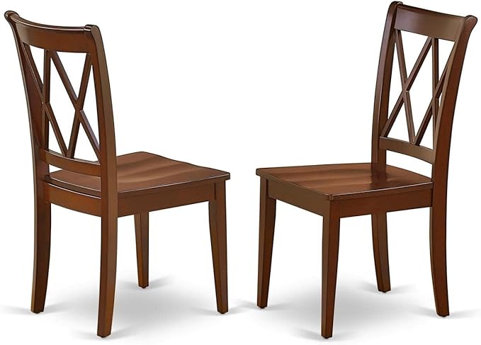 East West Furniture DLCL5-MAH-W 5 Piece Dining Room Table Set Includes a Round Dining Table with Dropleaf and 4 Wood Seat Chairs, 42x42 Inch, Mahogany