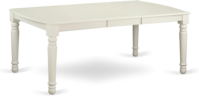 East West Furniture DOKE5-LWH-W 5 Piece Kitchen Table Set for 4 Includes a Rectangle Dining Room Table with Butterfly Leaf and 4 Solid Wood Seat Chairs, 42x78 Inch, Linen White