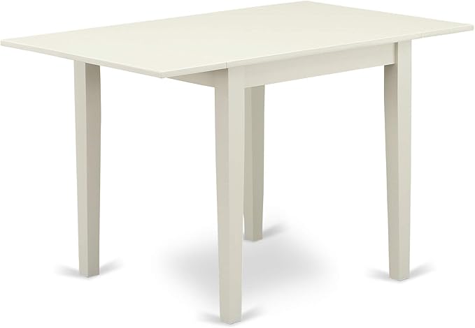 East West Furniture NDVA3-LWH-C 3 Piece Kitchen Table & Chairs Set Contains a Rectangle Dining Room Table with Dropleaf and 2 Linen Fabric Upholstered Chairs, 30x48 Inch, Linen White