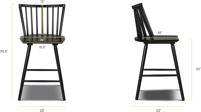 POLY & BARK Talia 24" Counter Stool in Black