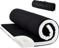 Tiita Floor Mattress Memory Foam Mattress Topper, 4" Thicken Futon Mattress with Storage Bag and 2 Straps, Portable Roll Up Travel Car Camping Mattress Sleeping Pad Full Size, Black